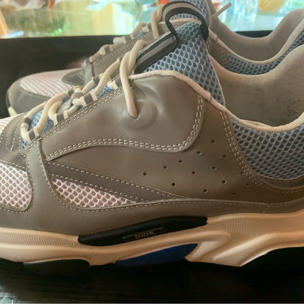 Dior Gray and White Chunky Sole Sneakers